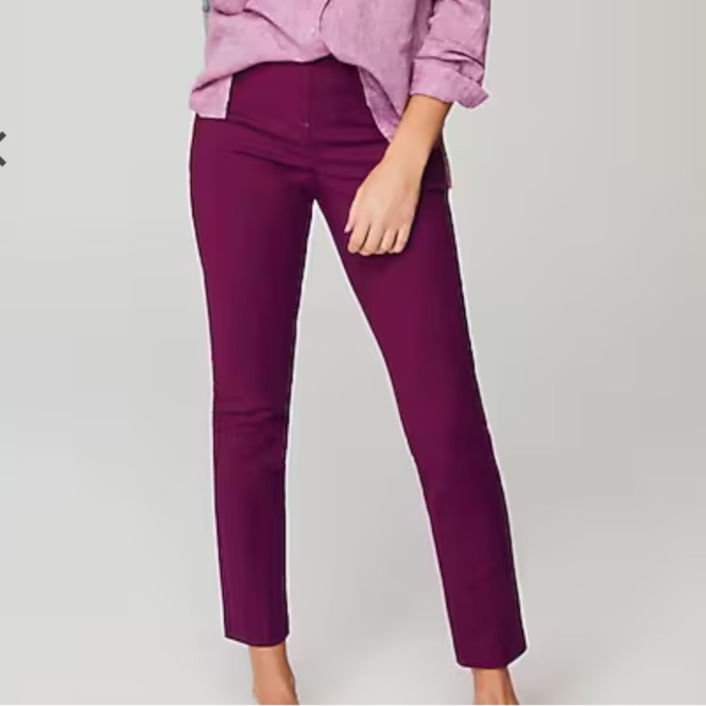 J. Jill Cotton-Stretch Slim-Leg Pants in Dewberry Size 10